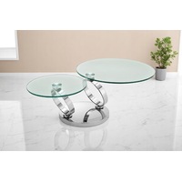 Avalanche Swivel Glass Coffee Table with Tempered Glass Top and Stainless Steel Base