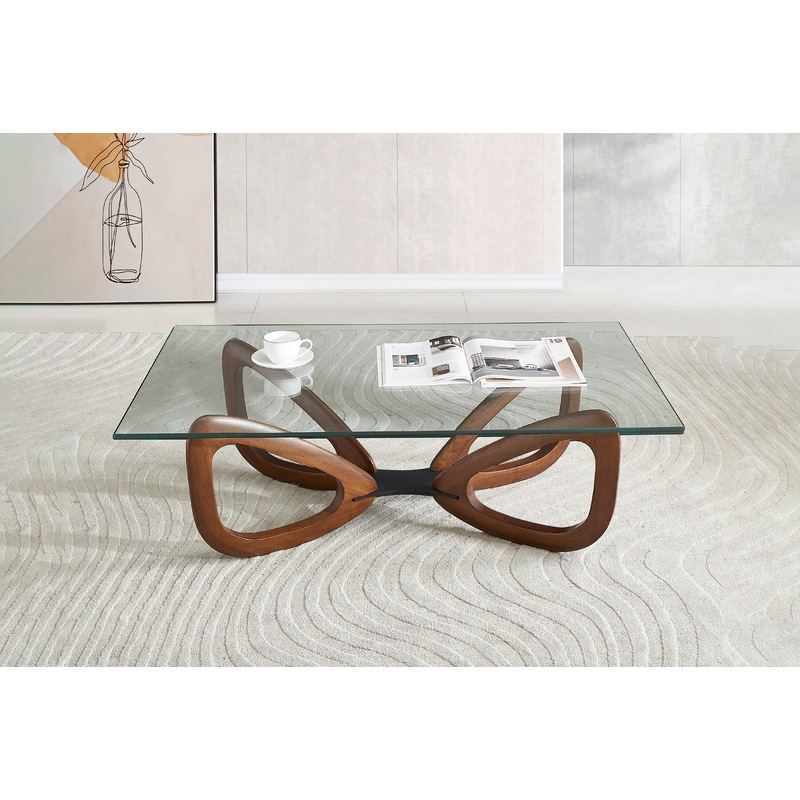 Buy Gucci Modern Coffee Table with Tempered Glass and Solid Ash Wood ...