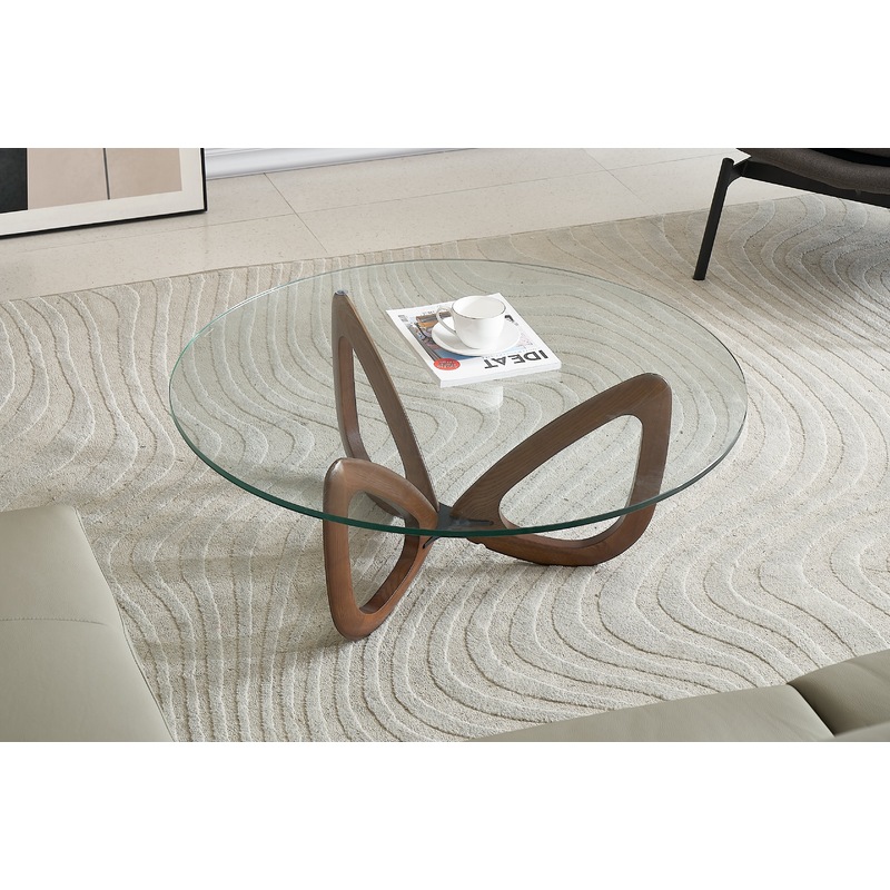 Buy Gucci Modern Glass Coffee Table (Walnut) with Tempered Glass Top ...