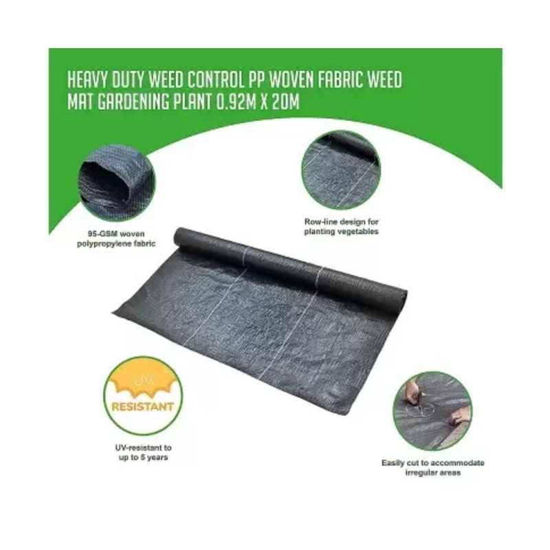 Buy Heavy Duty Weed Control PP Woven Fabric Weed Mat Gardening Plant 0.92m x 20m MyDeal