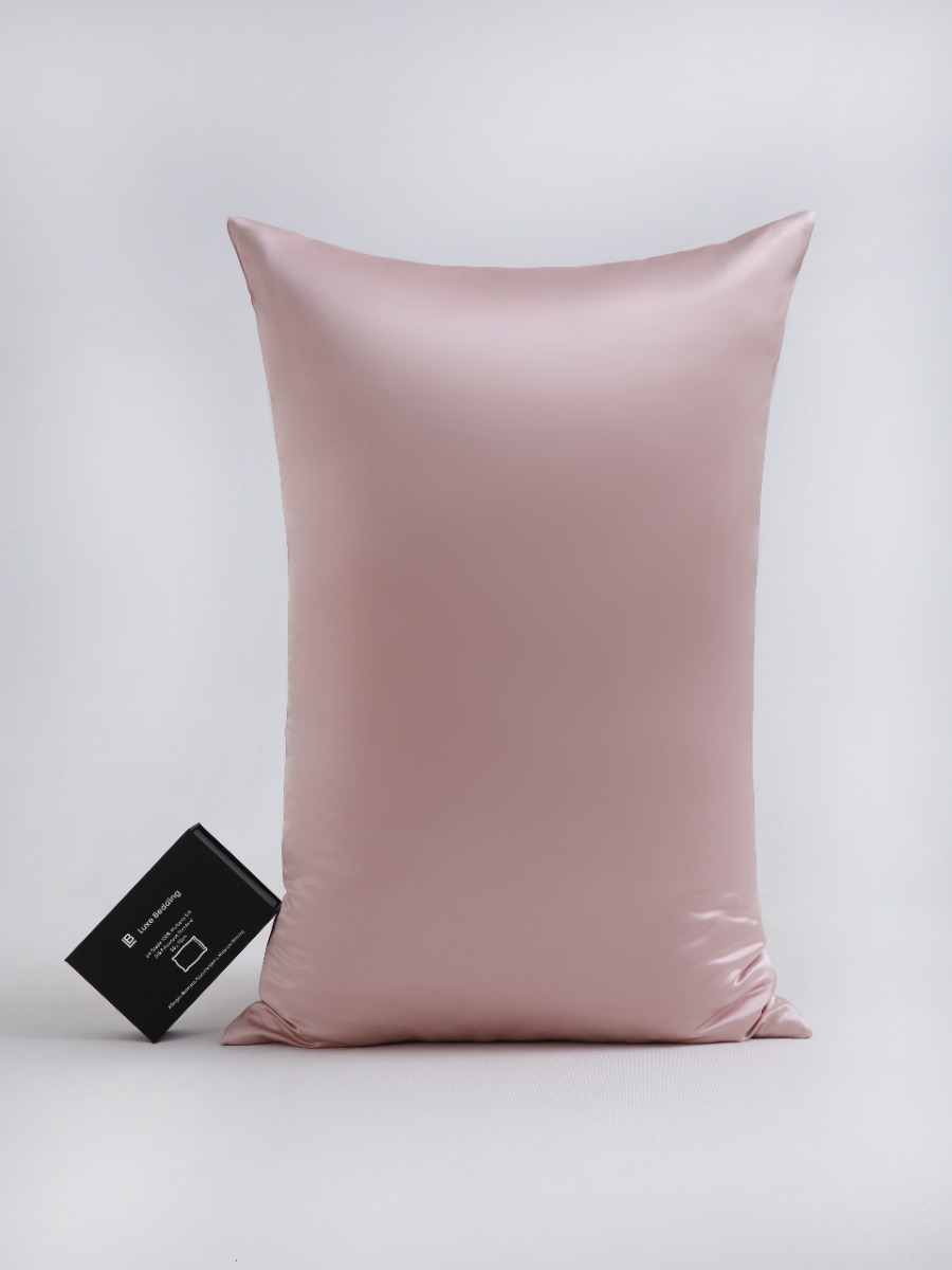 Luxe Bedding 6A Grade 100% Mulberry Silk ZIPPERED STANDARD Pillowcase Pink