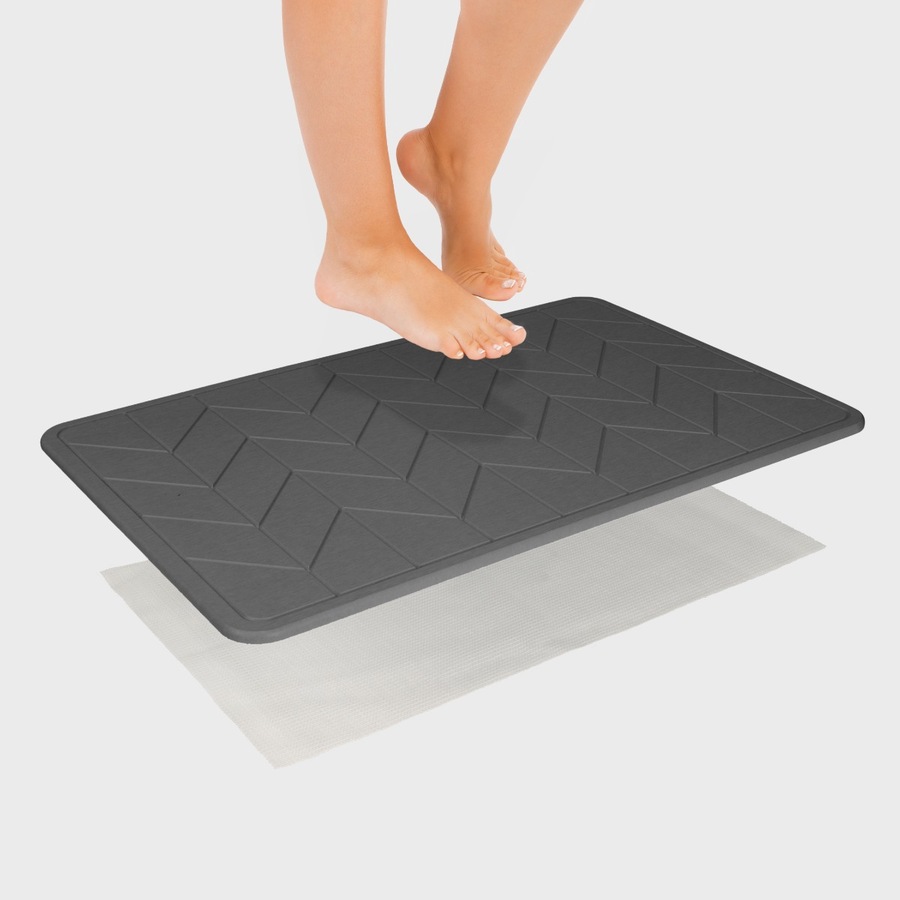 Algodon Dri Stone Bath Mat 39 x 60cm Charcoal