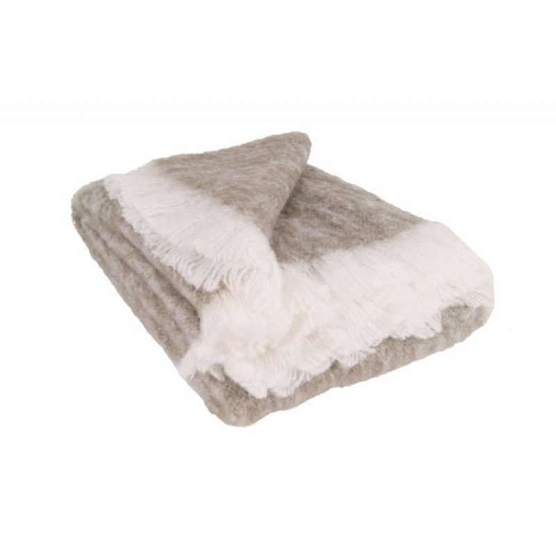 Buy Australian Alpaca Connection Brushed Throw Brushed Manuka/White ...