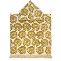 Bambury Kids Daisy Poncho Hooded Beach Towels-Quick Drying - Mustard