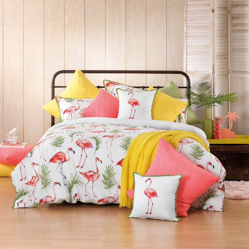 Buy Bianca Flamingo Quilt Cover Set Melon MyDeal
