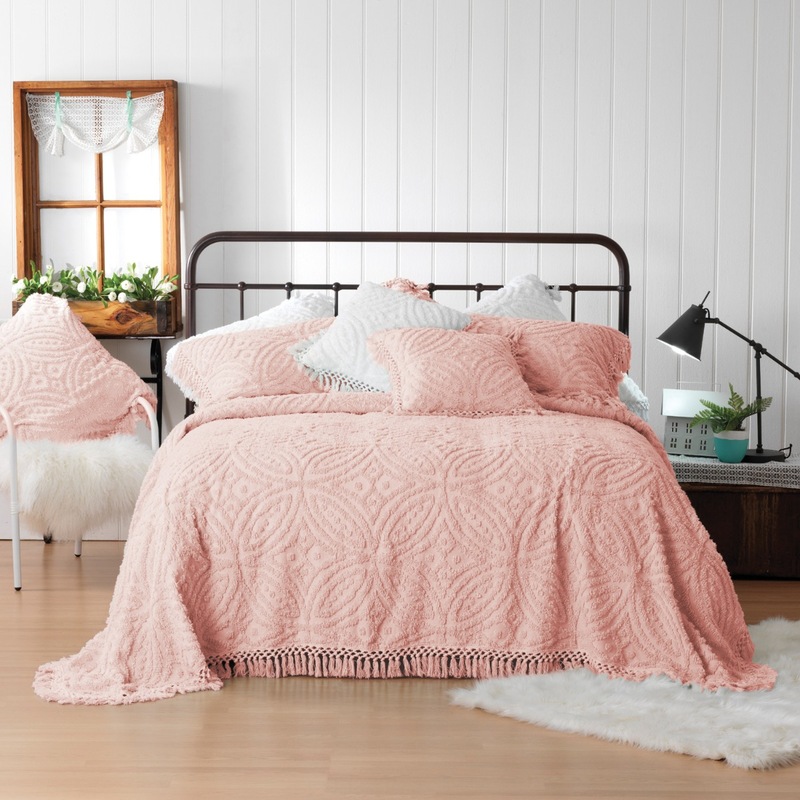Buy Bianca Kalia Soft Cotton Chenille Bedspread Set Pink MyDeal