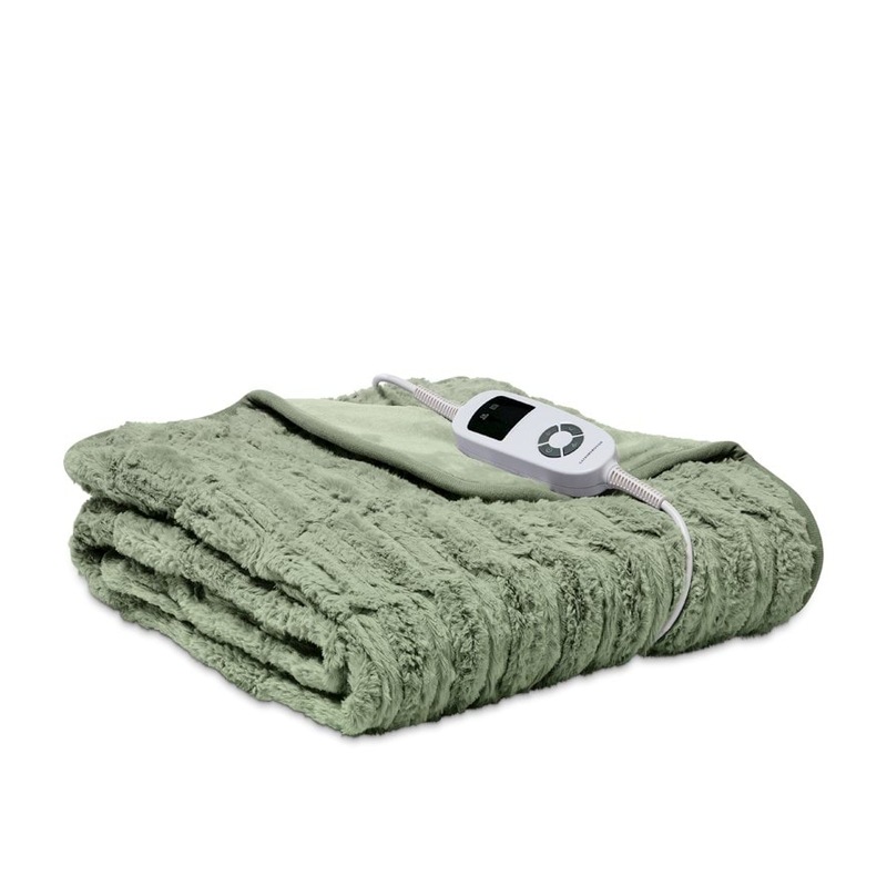 Buy Gainsborough Deluxe Heated Faux Fur Reversible Blanket Sage Green