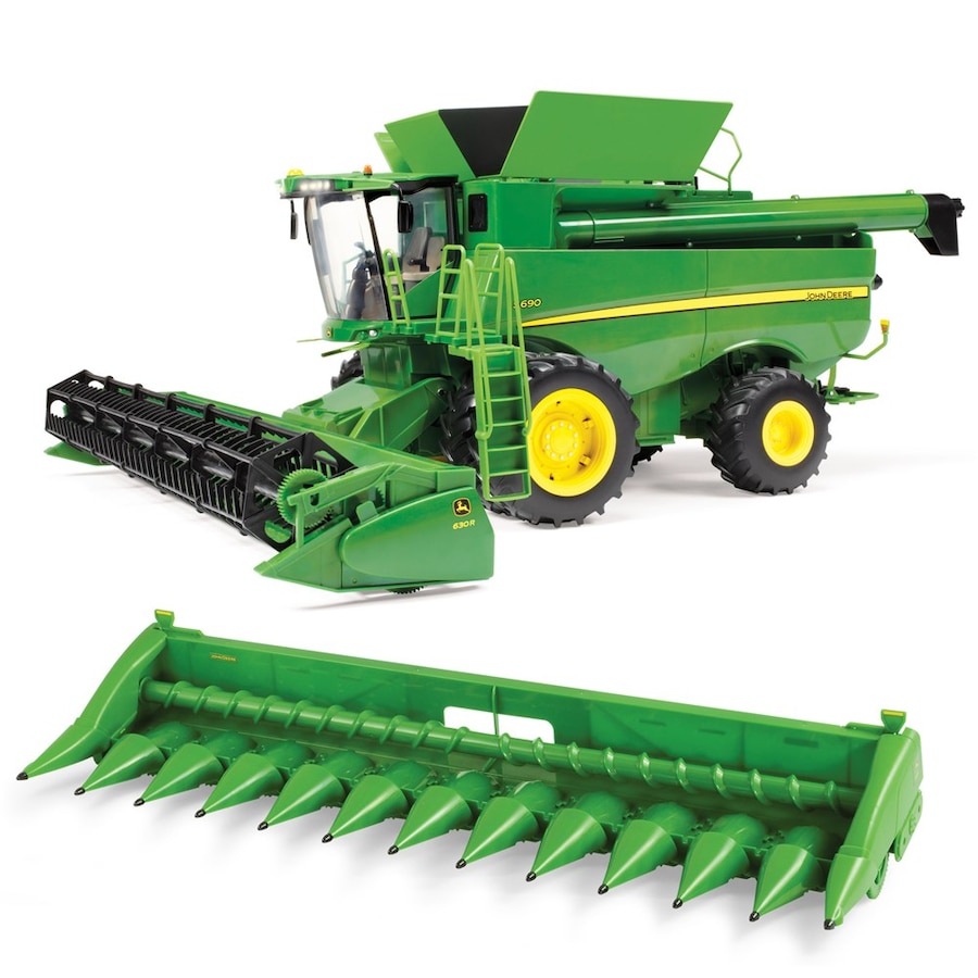 John Deere 1:16 Big Farm S690 Toy Combine Harvester w/Corn/Grain Heads 65cm 3+