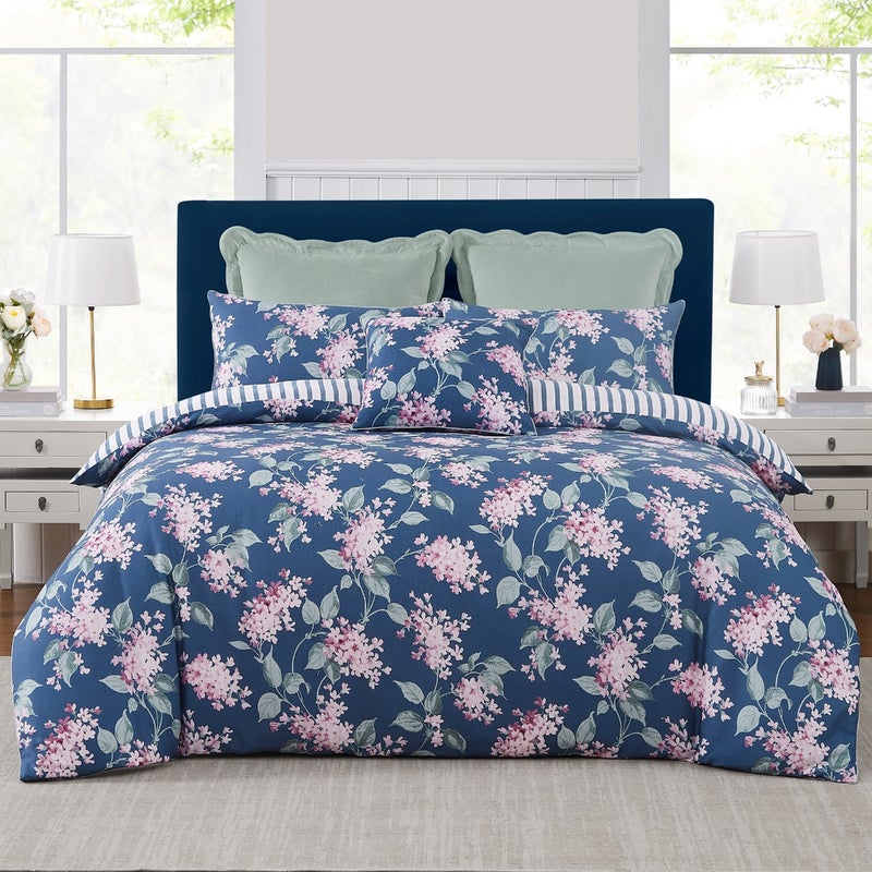 Buy Laura Ashley Trailing Vintage Blossom Quilt Cover Set Midnight Blue ...