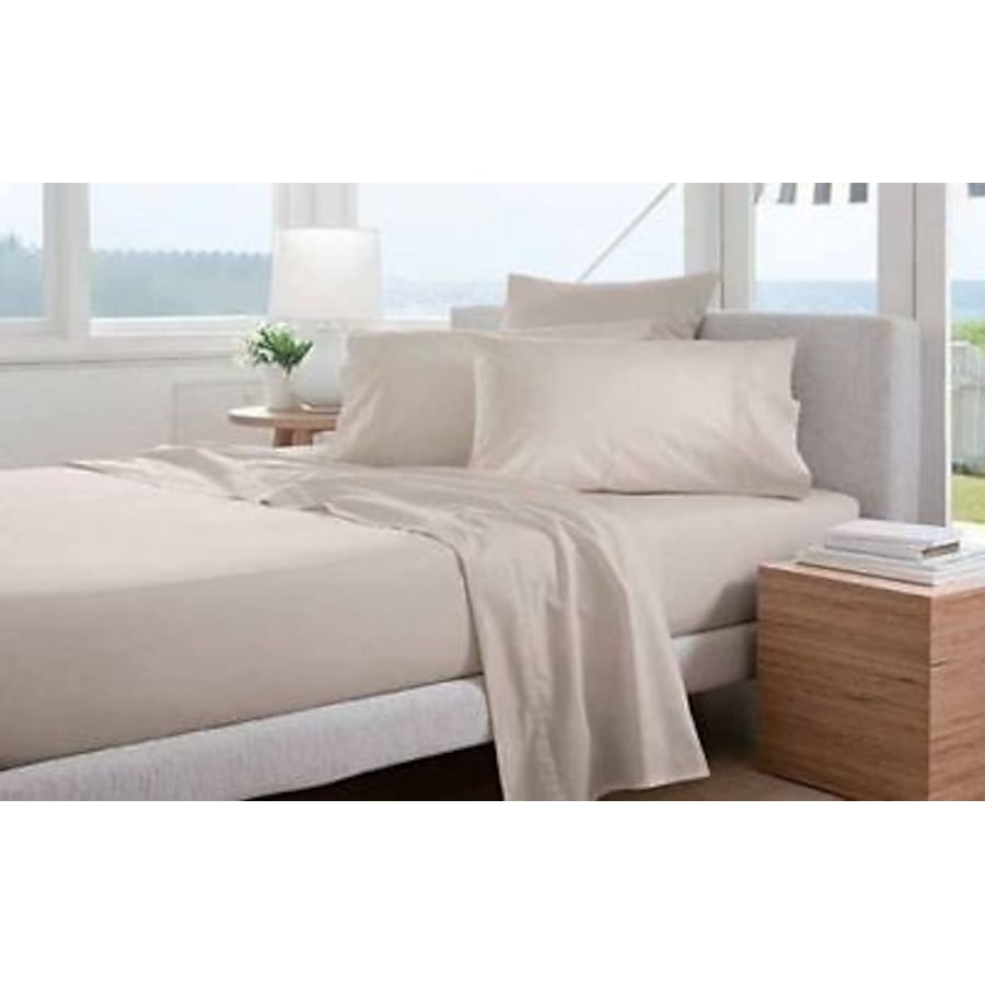 Pair of Sheridan Percale 300TC Cotton Standard Pillow Cases Putty