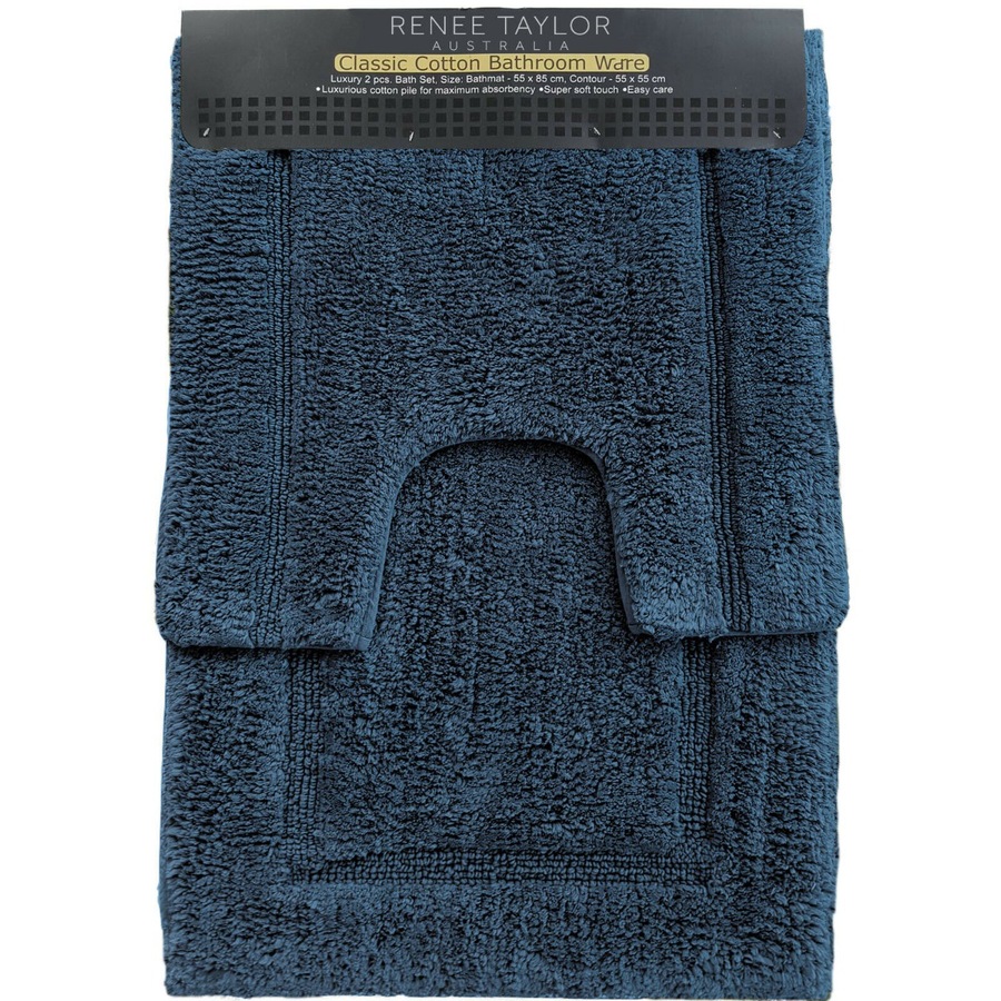 Renee Taylor 2 Piece 2200 GSM Tufted Soft Cotton Bath Mat set Mirage