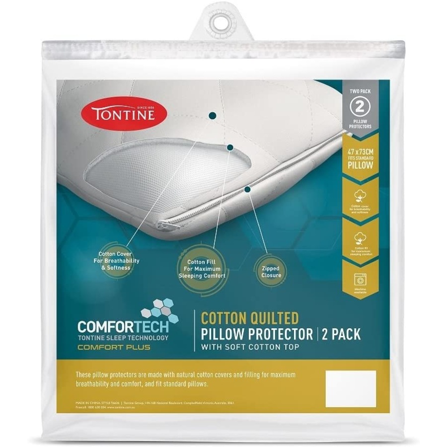 Tontine Comfortech Cotton Quilted Pillow Protector 2- Pack