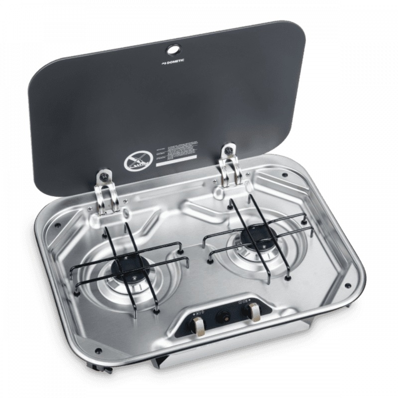 Buy Dometic 2 Burner Cooktop Flush Mount w/ Glass Lid & Piezo (480 x 370mm) (PI8022) MyDeal