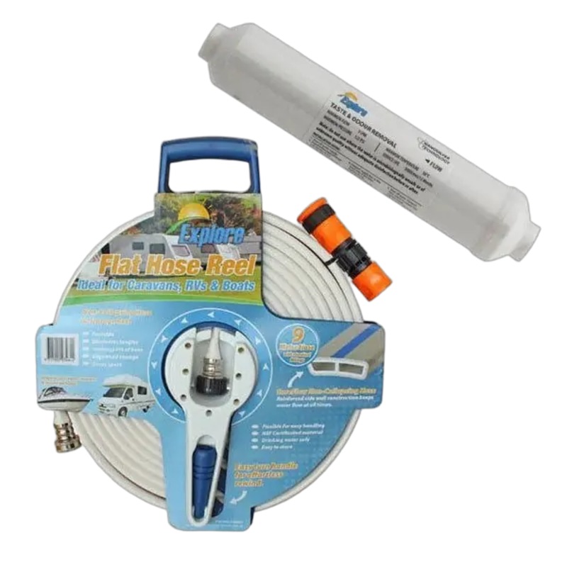 Buy Explore 9m Flat Hose and Explore Inline Water Filter Nano Silver