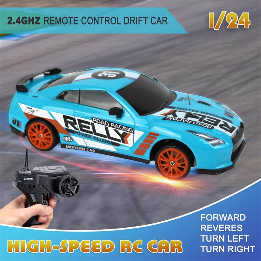 Nevenka 1:24 RC Drift Car 2.4GHz 15KM/H with LED Lights and Dual Batteries-A08