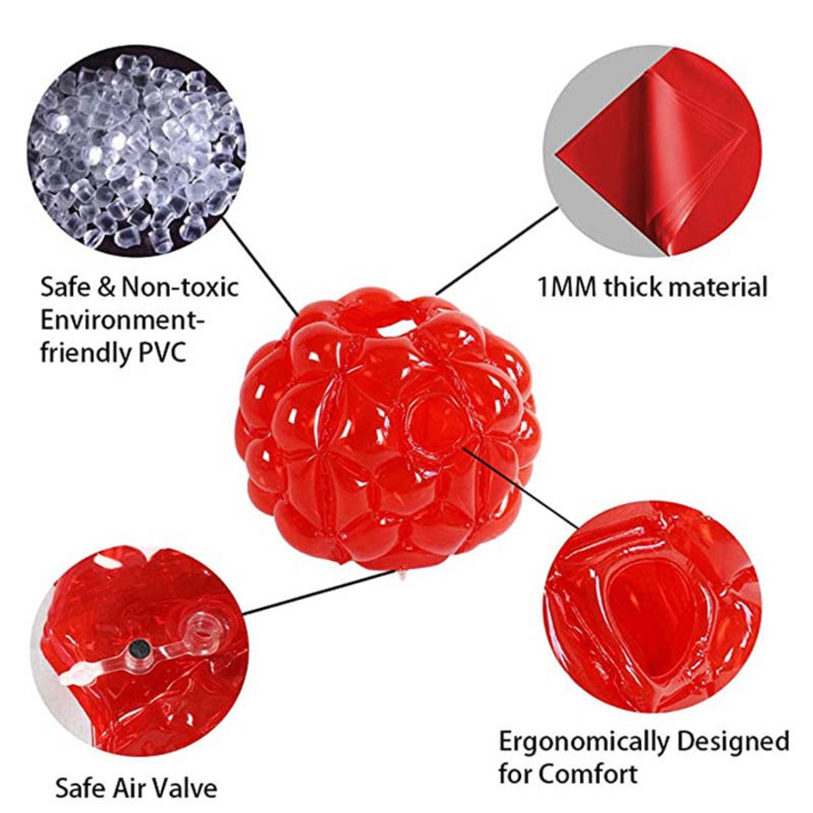 Nevenka 2 Pack Inflatable Bubble Bumper Balls Outdoor Body Bump Ball Set -Red
