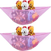 Nevenka 2 Packs Stuffed Animals Jumbo Toy Storage Hammock-Pink
