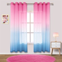 Nevenka 2 Panel Sheer Ombre Curtains Grommet Drapes for Girls Bedroom-PinkBlue