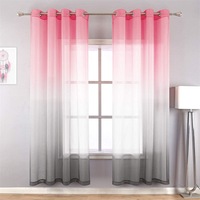 Nevenka 2 Panel Sheer Ombre Curtains Grommet Drapes for Girls Bedroom-PinkGrey