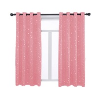 Nevenka 2 Panels Kids Blackout Curtains with Silver Star Print for Bedroom Living Room-Pink