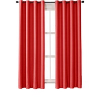 Nevenka 2 Panels Solid Color Blackout Curtains for Living Room-Red