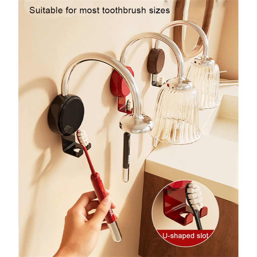 Nevenka 2 Pcs Wall Mount Toothbrush Holders Magnetic Cups Easy Draining for Family Hotel-A