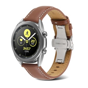 Nevenka 20mm/22mm Quick Release Leather Watch Band Butterfly Buckle For Samsung Watch-Coffee