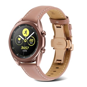 Nevenka 20mm/22mm Quick Release Leather Watch Band Butterfly Buckle For Samsung Watch-DeepPink
