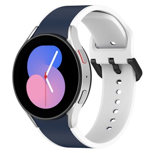 Nevenka 20mm Two Tone Silicone Sports Strap for Samsung Galaxy Watch 5-MidnightBlueWhite