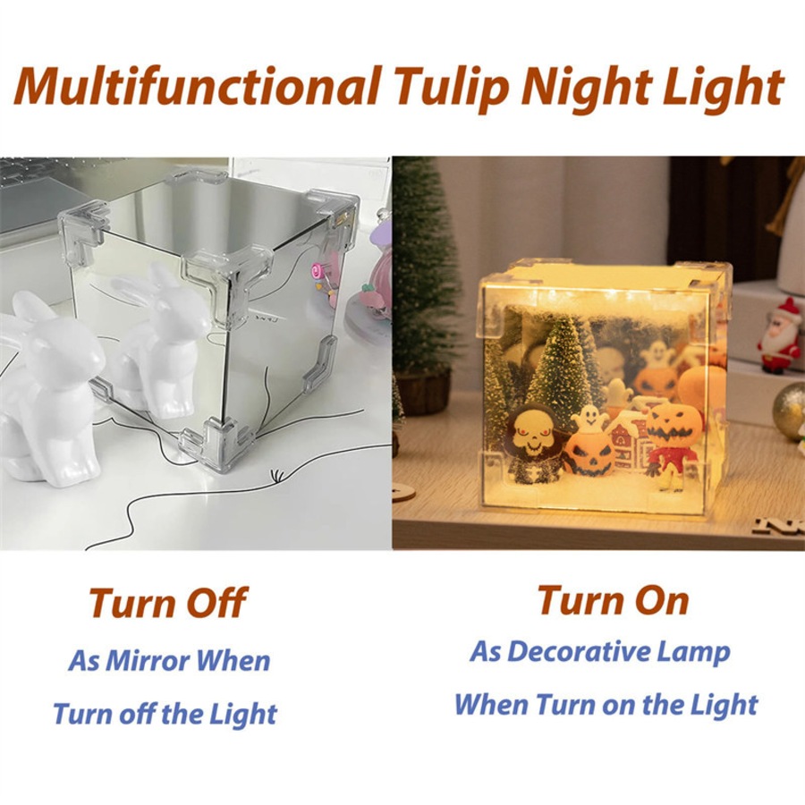 Nevenka 2in1 DIY Christmas Cube Mirror Lamp Handmade Night Light-Halloween