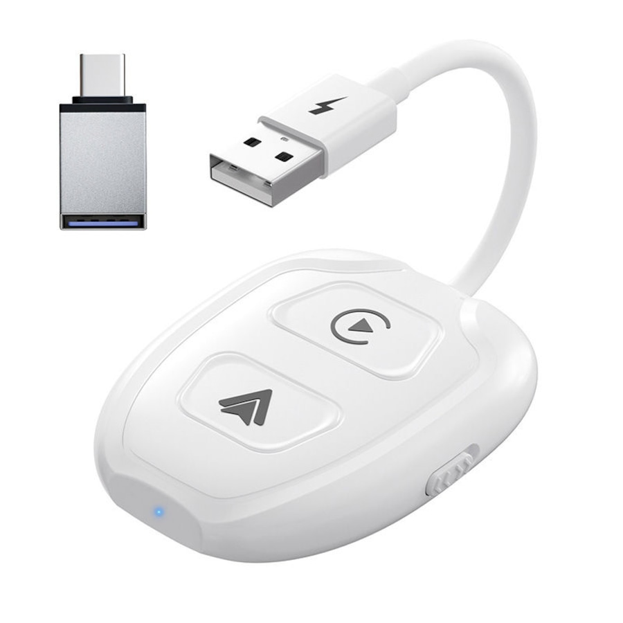 Nevenka 2in1 Wireless Carplay Adapter for Apple Android Wired to Wireless Plug and Play-Oval