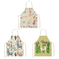 Nevenka 3 Pcs Kids Alpaca Printed Linen Apron Bib for Cooking Painting-1