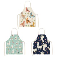 Nevenka 3 Pcs Kids Alpaca Printed Linen Apron Bib for Cooking Painting-3