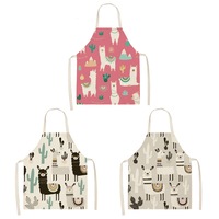 Nevenka 3 Pcs Kids Alpaca Printed Linen Apron Bib for Cooking Painting-4