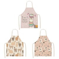 Nevenka 3 Pcs Kids Alpaca Printed Linen Apron Bib for Cooking Painting-5
