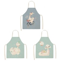 Nevenka 3 Pcs Kids Alpaca Printed Linen Apron Bib for Cooking Painting-6