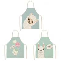 Nevenka 3 Pcs Kids Alpaca Printed Linen Apron Bib for Cooking Painting-7