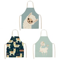 Nevenka 3 Pcs Kids Alpaca Printed Linen Apron Bib for Cooking Painting-8