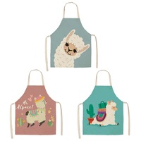 Nevenka 3 Pcs Kids Alpaca Printed Linen Apron Bib for Cooking Painting-9