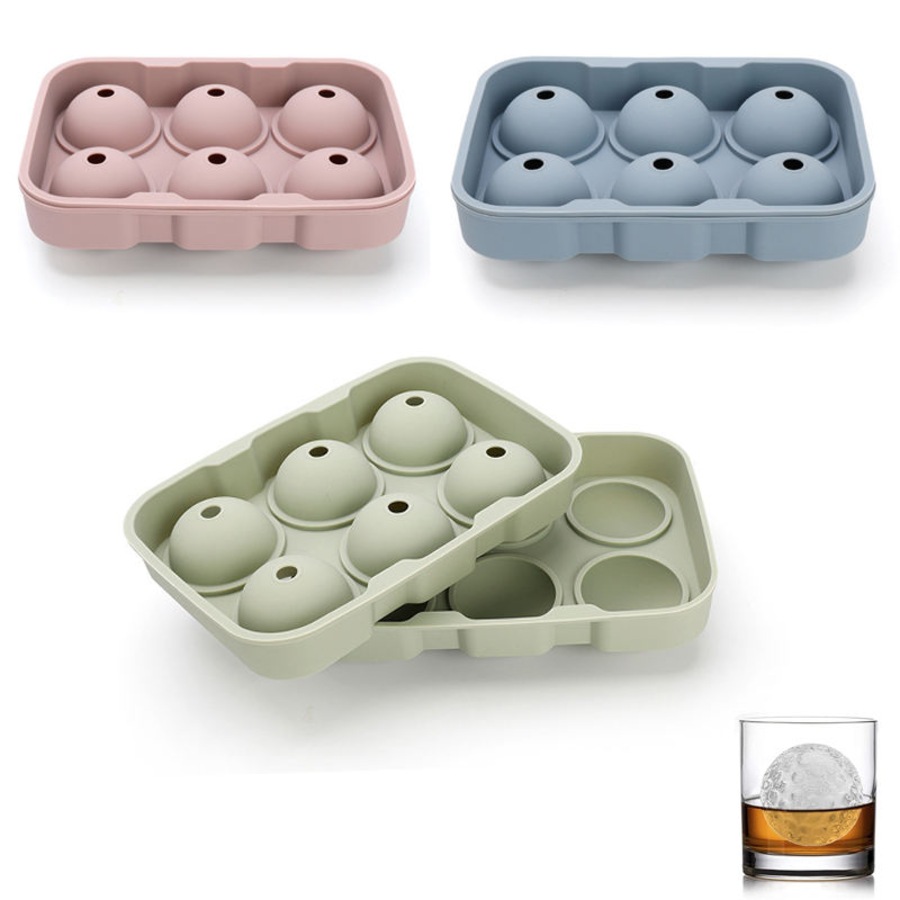 Nevenka 3 Pcs Silicone Ice Ball Molds 6 Cavity with Removable Lid for Cocktail