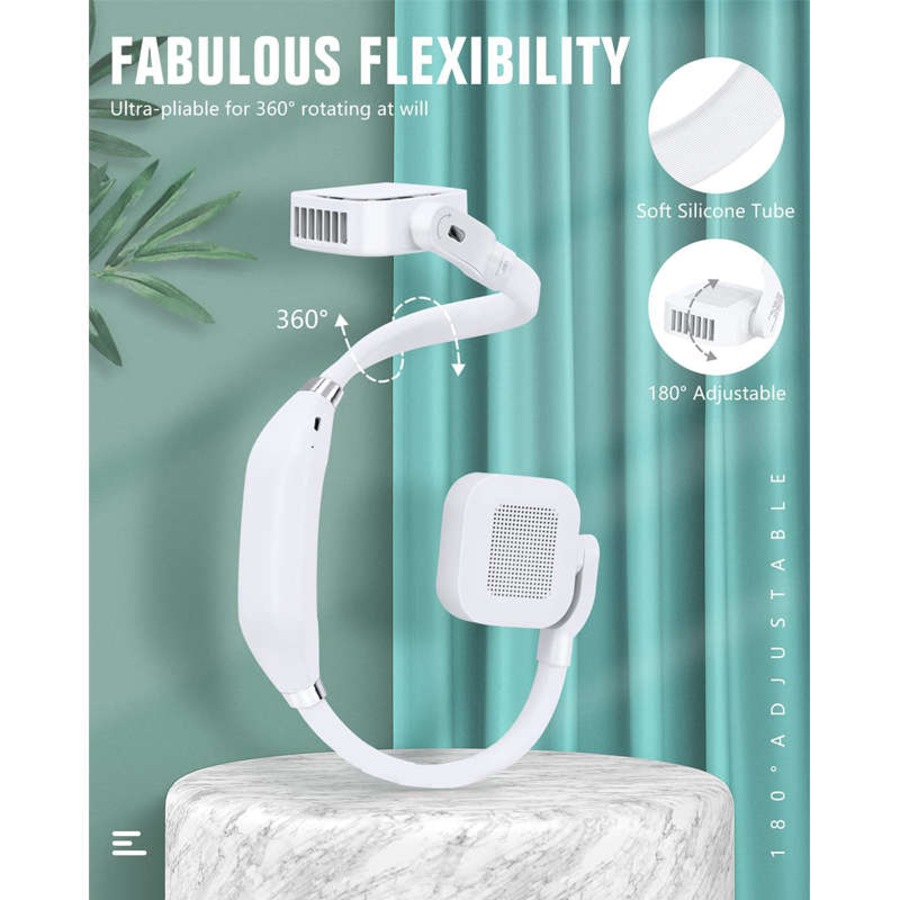 Nevenka 4000mAh Portable Bladeless Neck Fan 360 Adjustment Wearable Air Conditioner-Green