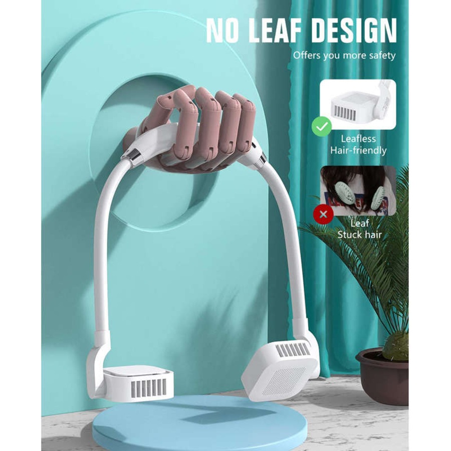 Nevenka 4000mAh Portable Bladeless Neck Fan 360 Adjustment Wearable Air Conditioner-Green