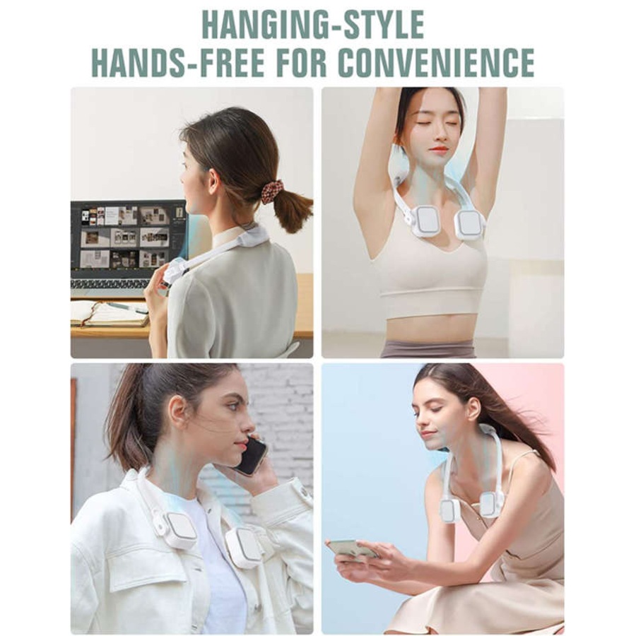 Nevenka 4000mAh Portable Bladeless Neck Fan 360 Adjustment Wearable Air Conditioner-Green