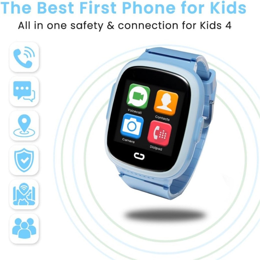 Nevenka 4G Smart Watch with GPS Tracker LBS WiFi Multifunctional Watch for Kids-Blue