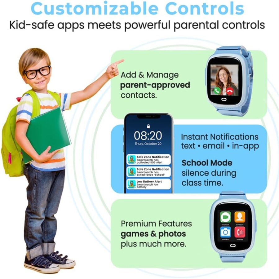 Nevenka 4G Smart Watch with GPS Tracker LBS WiFi Multifunctional Watch for Kids-Blue