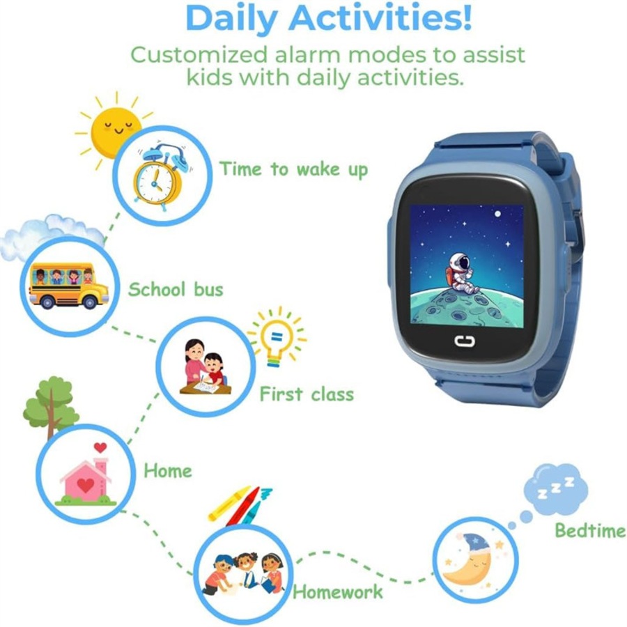 Nevenka 4G Smart Watch with GPS Tracker LBS WiFi Multifunctional Watch for Kids-Blue