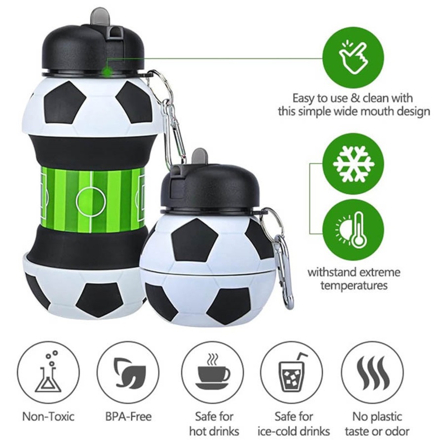 Nevenka 550ml Cricket Water Bottles Silicone Foldable Sports Jugs for Childrens