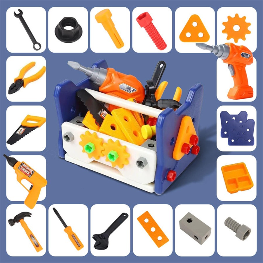 Nevenka 58Pcs Kids Tool Set with Electric Drill Montessori Construction Toys