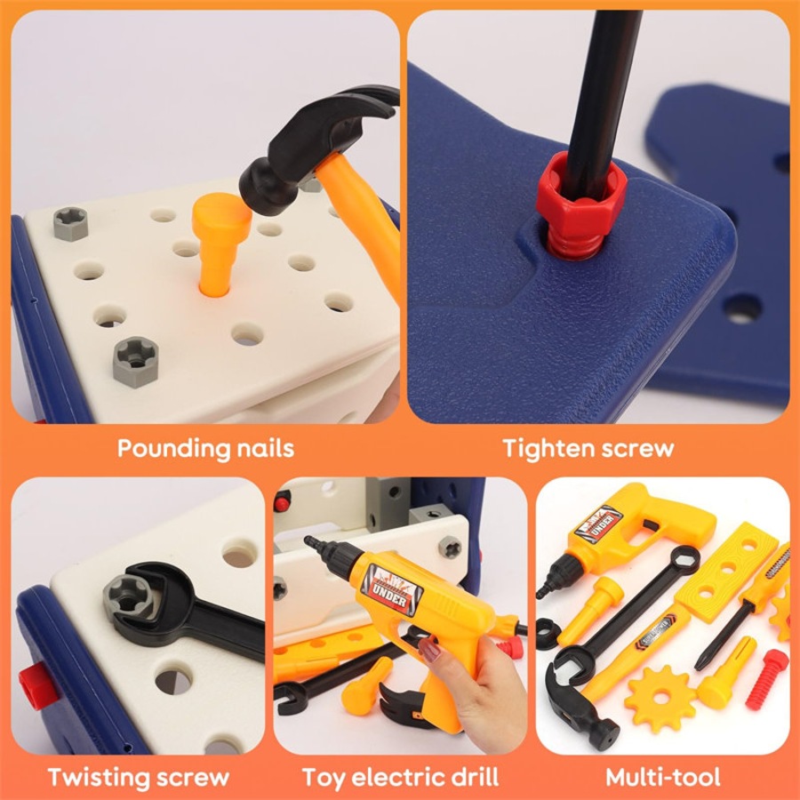 Nevenka 58Pcs Kids Tool Set with Electric Drill Montessori Construction Toys