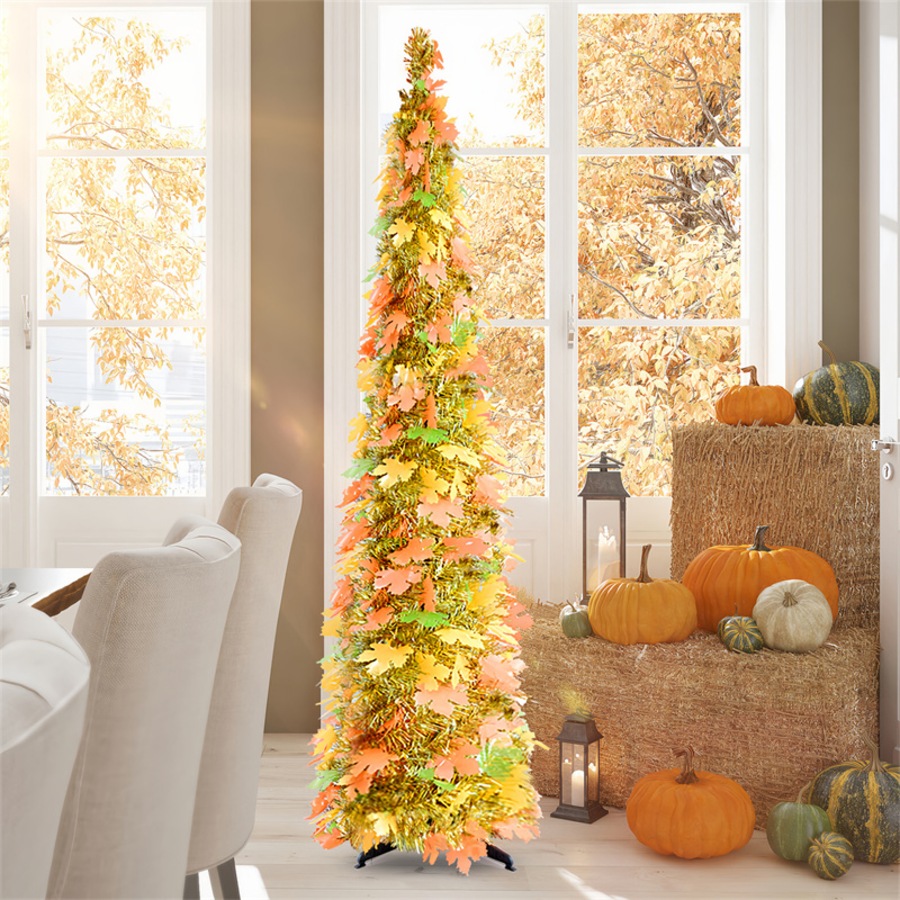 Nevenka 5FT Fall Christmas Tree Pre-lit Artificial Pencil Tree for Thanksgiving Home Decor